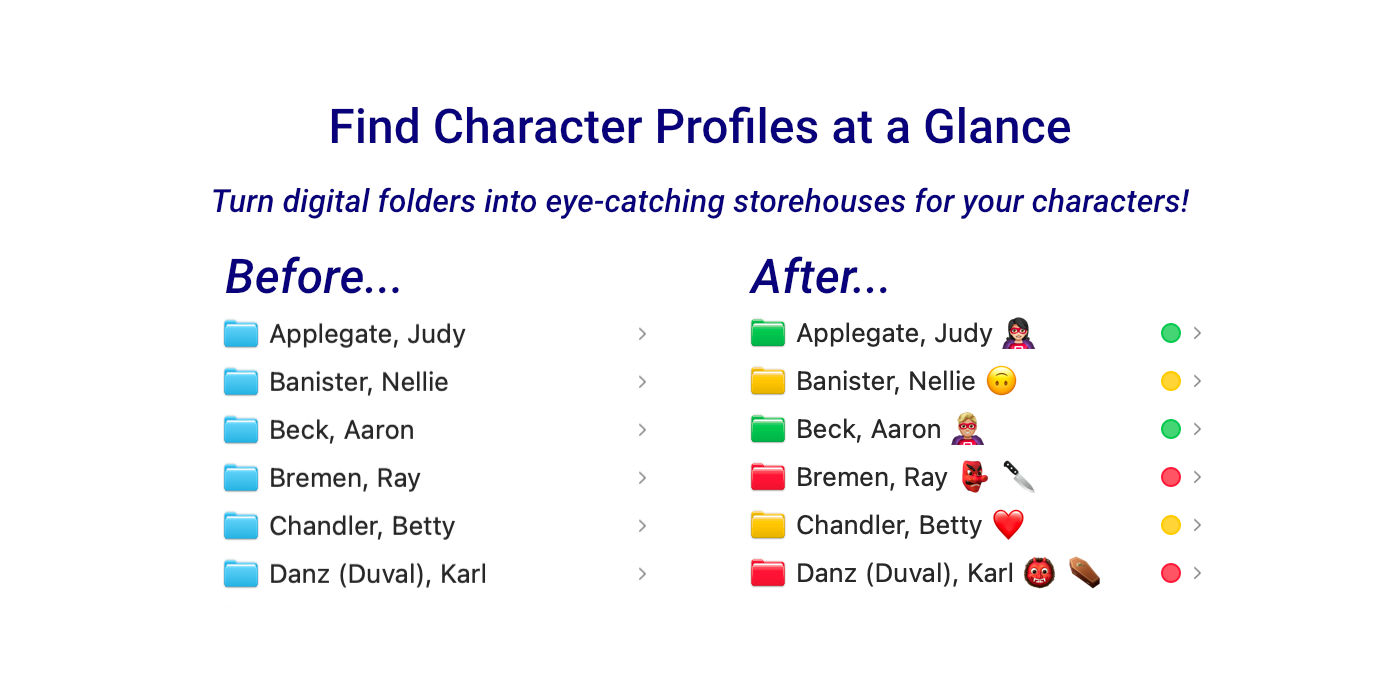 Add Emojis and Colors to Character Folders